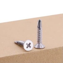 #14 x 1-1/4" Flat Head Self Drilling Screws, 410 Stainless Steel, Cross Recessed Countersunk Head Self Drilling Screws with Self Tapping, 30 PCS