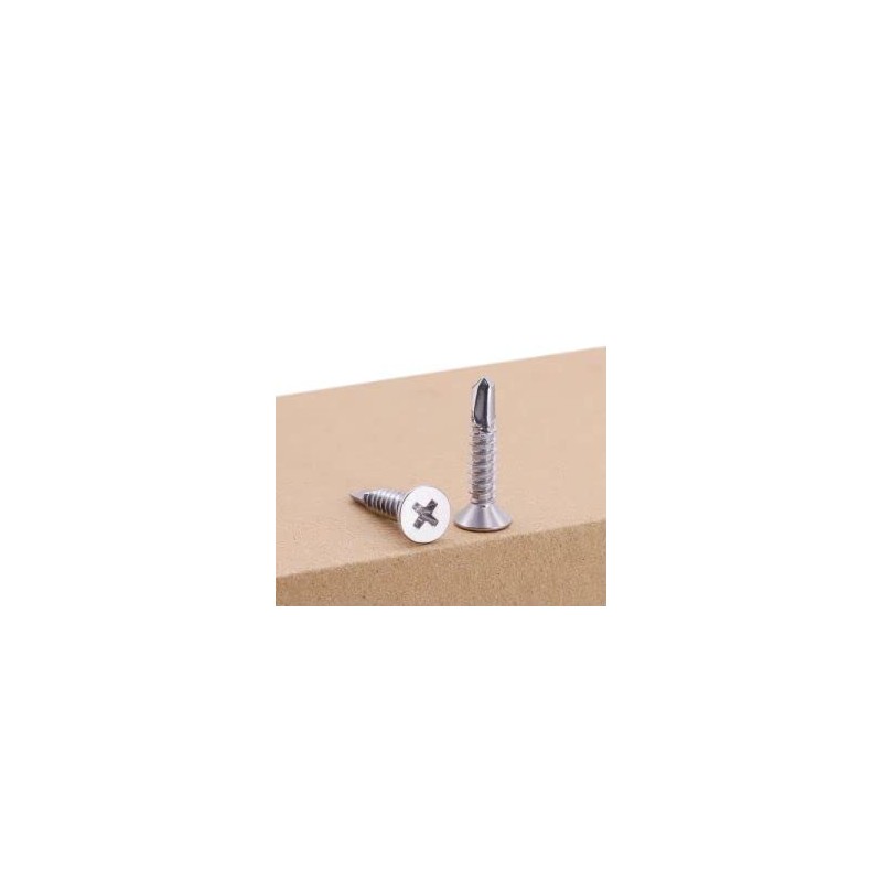 #14 x 1-1/4" Flat Head Self Drilling Screws, 410 Stainless