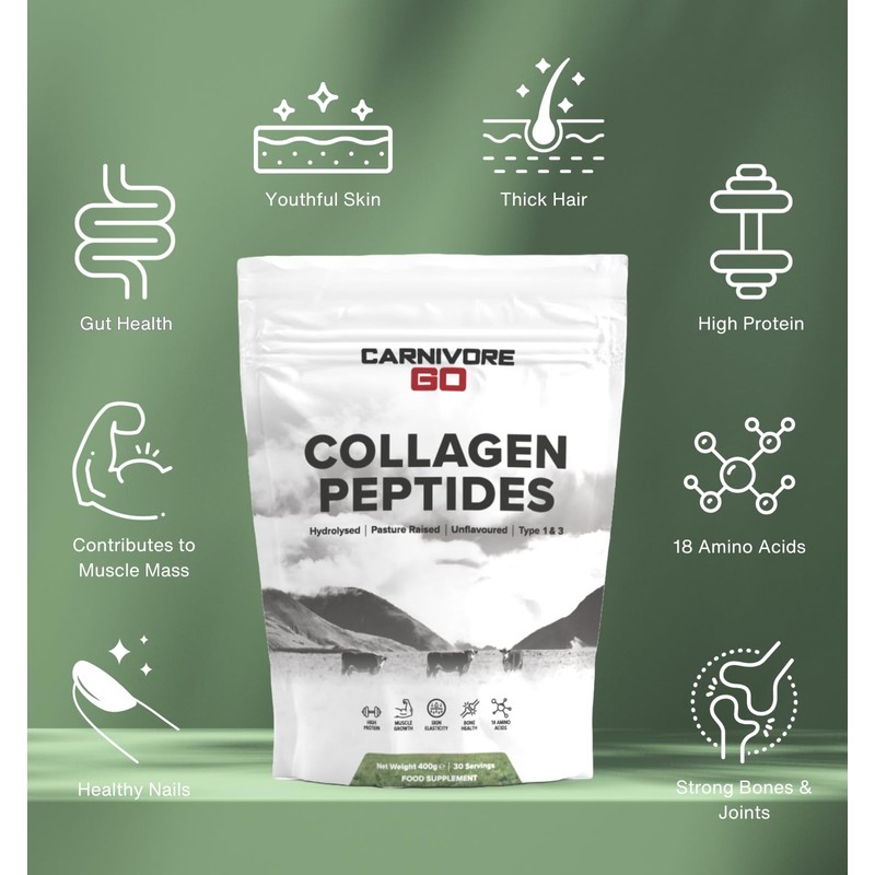 Carnivore Go Grass Fed Bovine Collagen Powder - 400g Hydrolysed