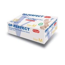 OP-PERFECT Premium Powder-Free Disposable Vinyl Gloves, Medium, PACK OF 100
