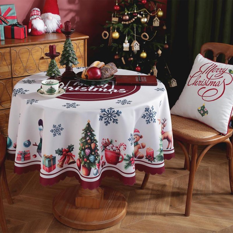 Embhlitfe Christmas Table Cloth Circular Tablecloth Rectangular Party Coffee Table