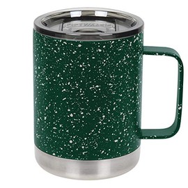 12oz Insulated Camp Mug with Slide Lid (Forest Green/White)