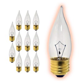 GoodBulb 25-Watt Incandescent Flame Tip Light Bulbs CA10 Clear Finish Medium E26 Base 2700K Warm White Color Dimmable 25W 175 Lumens Pack of 12 Bulbs