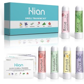 Hion Smell Training Kit, 6 Essential Oils, Olfactory Training Kit Helps Regain Your Sense of Smell, Lemon Mint Rose Grapefruit Clove Eucalyptus Essential Oils w/ Smell Training Guidebook, 6ml