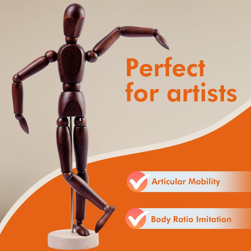 Falling in Art 12Inch Drawing Mannequin, Wooden Human Model for