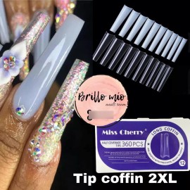 Miss Cherry Tip Coffin Extra Largo Xxl 360 Piezas Uñas Acrilico