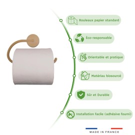 Toilettenpapierhalter zur Wandbefestigung, selbstklebend und schwenkbar, Toilettenpapierhalter, ohne Bohren, umweltfreundliches Material, einfache Installation, Einheitsgröße für Badezimmer (Braun