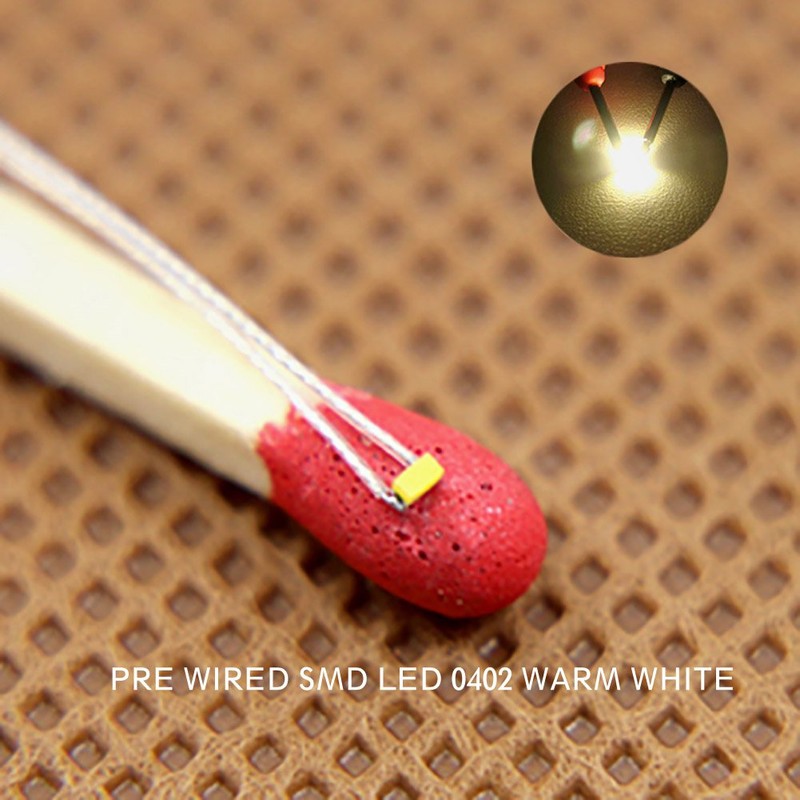 PTFE Wired SMD 0402 Chip LED Warm White 20 Pack