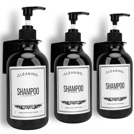 Gugxiom 3PCS 500ml dispensador de Shampoo para regadera, No Drill dispensador de Shampoo y acondicionador, detergente liquido con Etiquetas Impermeabl