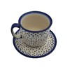 BLUESTAMP Bunzlauer Keramik Hand-Painted Cup with Saucer 280 ml, Decor