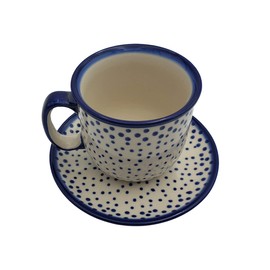 BLUESTAMP Bunzlauer Keramik Hand-Painted Cup with Saucer 280 ml, Decor FB-040