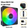 120mm Case Fan 3 Pack RGB Fans, FS-120 High Performance