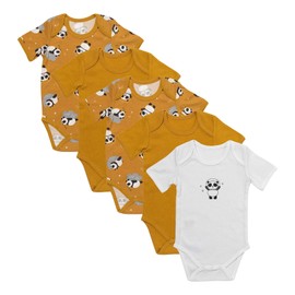 schlummersack Short Sleeve Baby Bodysuit Set Made of 100% Organic Cotton, Pack of 5 Baby Bodysuit - Summer Baby Bodysuit Short Sleeve Organic Cotton Baby Bodysuits in Various Sizes and Designs, panda