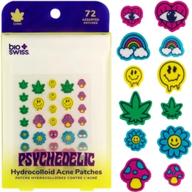 BioSwiss Psychedelic Pimple Patches, Hydrocolloid Acne Patch for Zits and Blemishes, Face and Skin Stickers, 72 Count