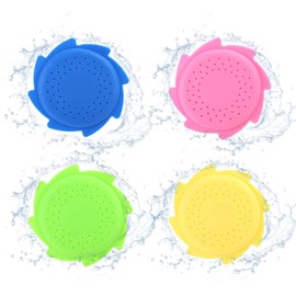 Lyreh 4pcs Water Flying Disc Toys, Soft Rubber Splash Water Flying Disc Beach Spraying Toys for Summer Outdoor Swimming Pool Park Backyard Fun Games for All Ages(4 Colors)