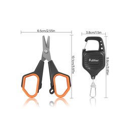 pullther PE Line Cutter, Fishing Scissors, Fluoro, Fishing Line Scissors, Fishing Line Cutter, Portable Scissors, with Retractable Buckles, Fishing Scissors for Saltwater and Freshwater - Black Orange