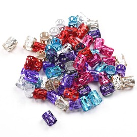 Pack of 100 Aluminium Dreadlocks Hair Extensions, Adjustable Metal Cuffs Dreadlocks Beads Braided Hair Jewellery
