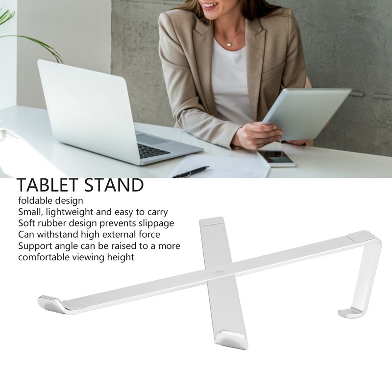 Laptop Stand Aluminum Alloy Silver Foldable Design Regulable Height Heat
