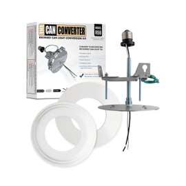 The Can Converter R56 Recessed Can Light Conversion Kit w/ 7"¾ Flat & Beveled Steel Ceiling Medallion - Home Improvement for 5" & 6" Cans, Fan & Light Fixture Converter Kit, UL Certified, White