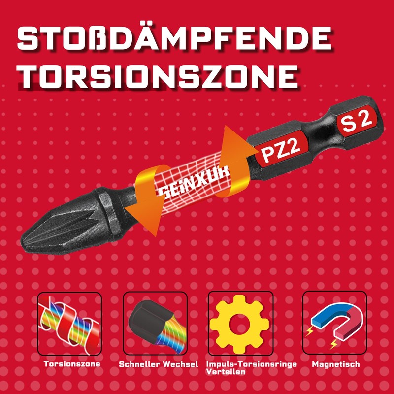 Geinxurn Pozidriv Impact Resistant Screwdriver Bits Set, 45 Pieces, 50