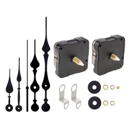 MovFlax 2 Pack 17mm / 23 mm Shaft Length Quartz 12888 Silent Clock Movement Replacement Kit, Thread Length 9/15 mm with 2 Set of Black Hands(17mm / 23 mm(11/16 / 7/8inch), Count, 2)