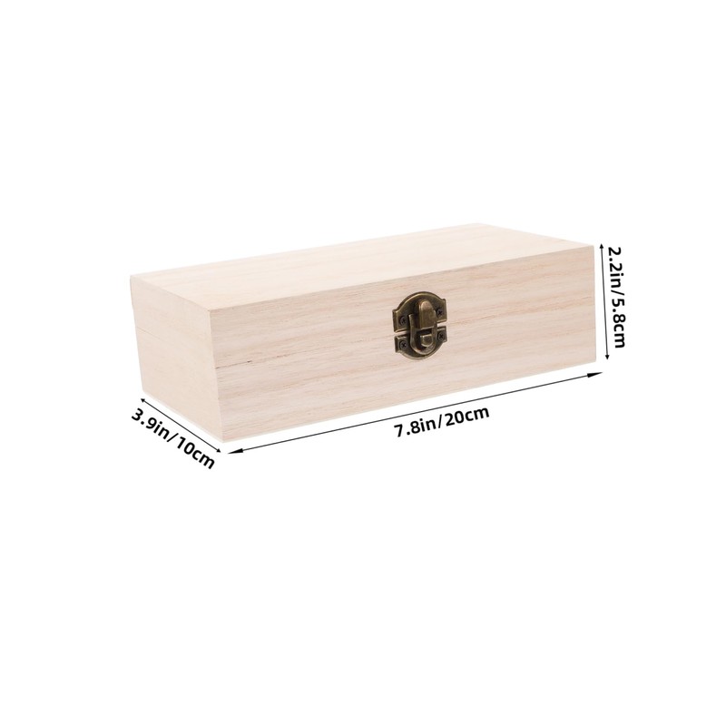 iplusmile Rectangle Unfinished Wood Jewelry Box with Hinged Lid for