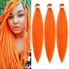 BALINGHAIR Pre-Stretched Braiding Hair Orange Braids Hair Extensions 26 Inch(Orange-3Pcs)