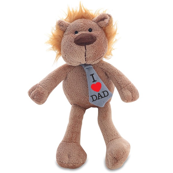Plushland Adorably Plush Stuffed Animal Toy – Wearing Tie with Message On I Love DAD, Plush Animal Figure Toys for Kids and Superb Gift for on Father’s Day (I Love Dad Lion)