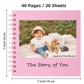 DIY Photo Album Scrapbook Photo Book for Gluing 18 x 18 cm 20 Sheets 40 Pages Archival Quality Acid Free Spiral Bound DIY Gift Baby Family Anniversary Birthday Valentine's Day Wedding