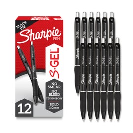 SHARPIE Sharpie S-Gel, Gel Pens, Drawing Pens, Writing Pens, Gel Ink Pens For Journaling, Coloring Pens, Bold Point (1.0Mm), Black Ink Gel Pen, 12 Count