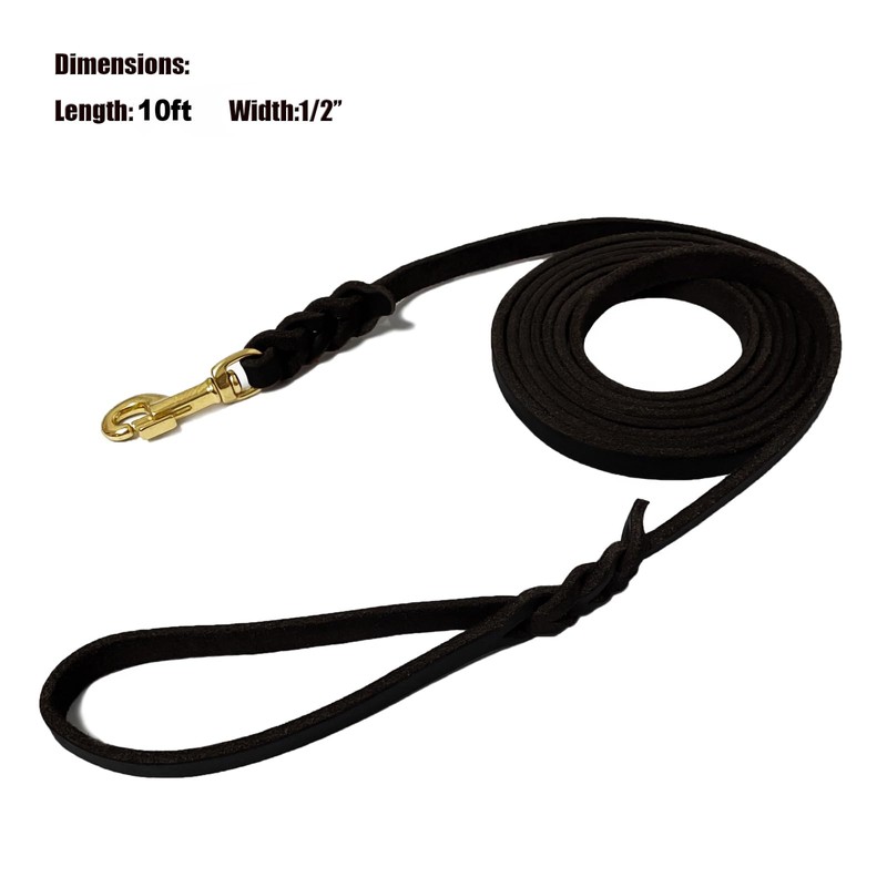 LWBMG Long Leather Dog Leash 10ft,Long Line Pet Leashes,Strong Sturdy
