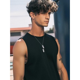 Richsteel Military Dog Tags Pendant with Chain Medical Alert ID Double Tag Necklace for Men Stainless Steel Jewelry