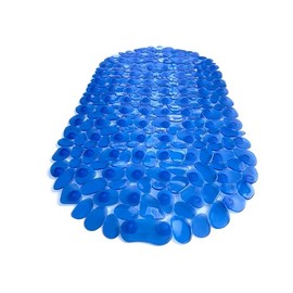 TIKE SMART “Pebbles” Non-Slip Bathtub & Shower Mat 27”x14” Oval - Non-Toxic - Safe, Clean, Machine-Washable, Superior Grip & Drainage, Vinyl, for Smooth Floors ONLY, Transparent Blue