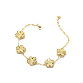 UOOANUO Four Leaf Clover Bracelet for Women 14K Gold Plated Stainless Steel Link Bracelet Wrist Jewelry