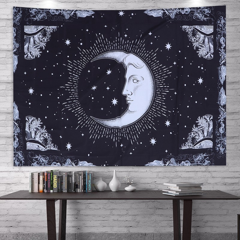Wall Hanging Tapestry MoonPattern Background Decoration for Living Room Bedroom(150x130cm