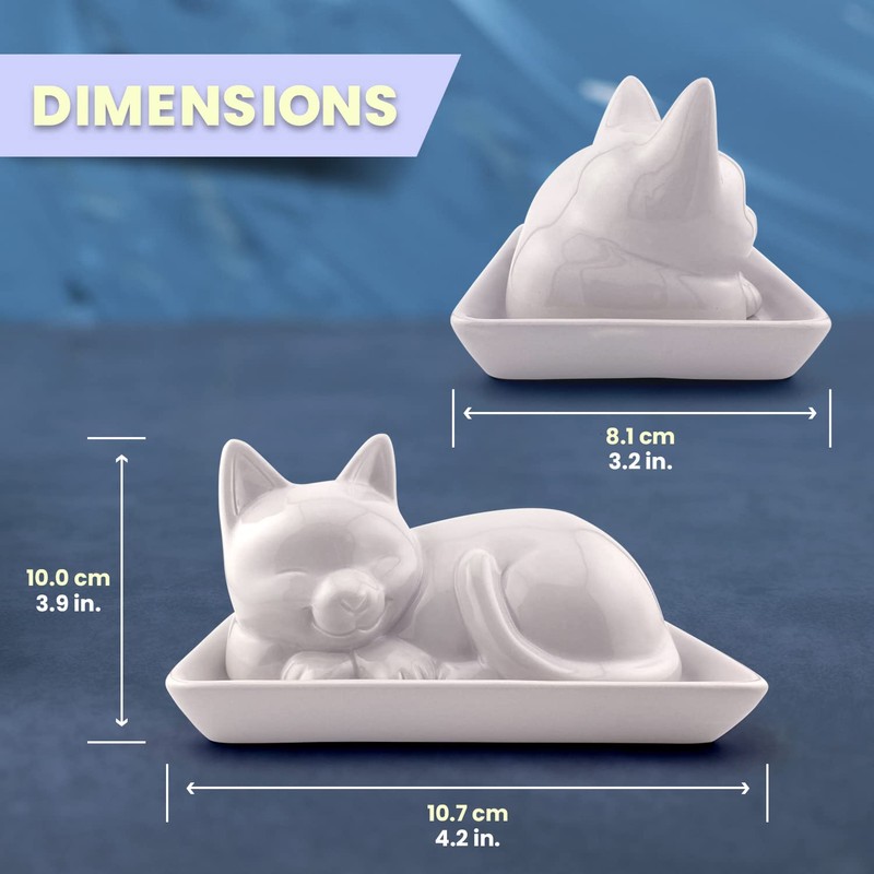 Kwirkworks Adorable Cat Ceramic Butter Dish - Unique and Versatile