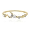 Meissa Zierlicher Mondring, 925 Sterling Silberring mit Perle, einzigartiger Himmelsring, dünner Stapelring, handgefertigte Ringe für Damen, Größe 56 (DE-Größen), Gold