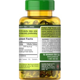 Puritan's Pride Premium Garlic Fresh 5000mg, Traditional Dietary Supplement for