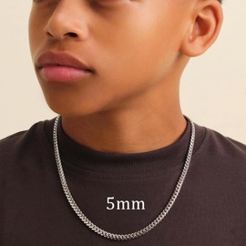 Rajputana 13th Birthday Gifts for Boys 5mm Thick Cuban Silver Chain Boy Necklace Hypoallergenic Silver Chains Son Grandson 13th Birthday Jewelry Gift