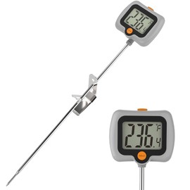 Digital Candy Thermometer with Pot Clip, Instant Read Kitchen Thermometer for Cooking, Baking, and Candy Making – 10" Stainless Steel Probe, LCD Display, Essential Baking Tool (Gray)