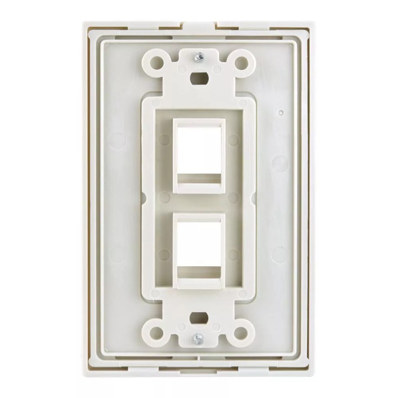 Construct Pro 2-Port Keystone Wall Plate with Screwless Face (Light