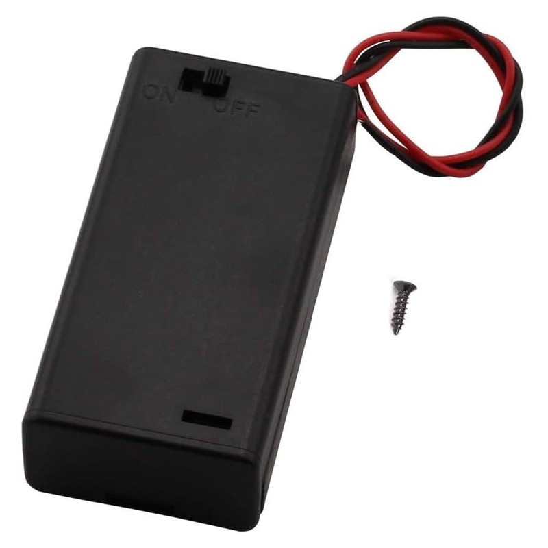 2x AA Battery Case Holder with Lead Wire Bundle Switch