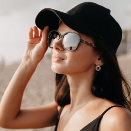 CARFIA Acetate Polarized Sunglasses for Women UV Protection Retro Trendy Big Sunnies CA2024 Tortoise