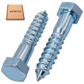 SKIR'CO Pack of 2 Hexagon Head Wood Screws Galvanised Steel M16 x 80 mm DIN 571 Hex Screws Draw Screws