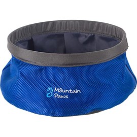 Mountain Paws Foldable, Lightweight Dog Water Bowl Ideal for Camping, Travel and Hiking,blue,Small