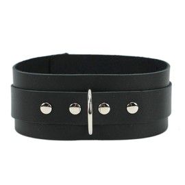 Carolina Collar Cowhide Leather Handcrafted Leather Collar (Black, Large)