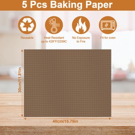 Confezione da 5 tappetini da forno riutilizzabili, tappetini da forno in Teflon spesso, tagliabili e facili da pulire, 40 x 30 cm