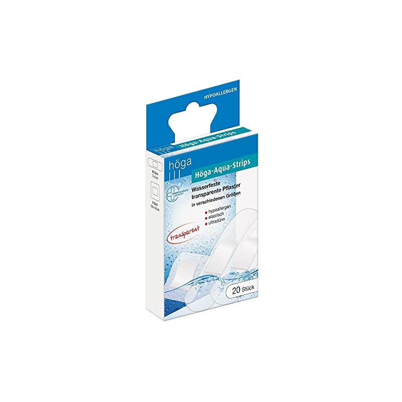 Höga - Aqua-Strips Waterproof Transparent Plasters in Various Sizes, Small