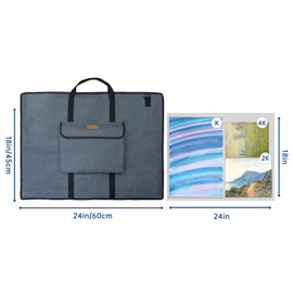 MeetYr Life Premium Art Portfolio Bag - Padded Triple Protection, Waterproof Protection with Shoulder Strap Durable and Portable - For Artwork, Posters, Sketches and Paintings（24"x18"）