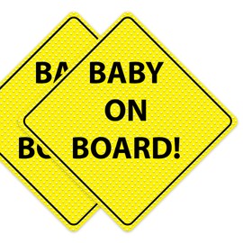 RDLCAR Baby on Board Sign for Car - Premium Baby on Board Sign - 2 Pack Stickers 125 x 125 - Durable, Visible Baby on Board Sticker for Car - Ideal for Baby on Board Child Safety